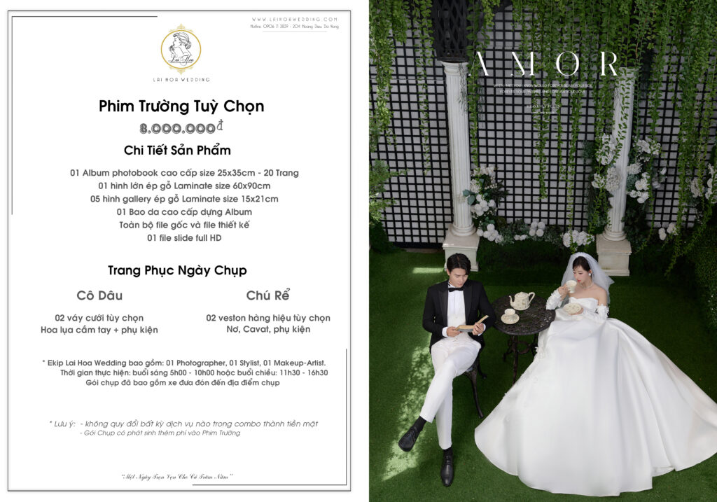 Bảng Giá Gói Chụp Phim Trường Tùy Chọn