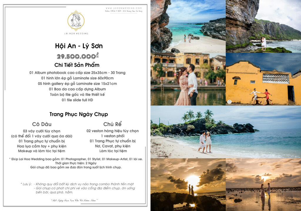 Bảng giá gói chụp Hội An - Lý Sơn
